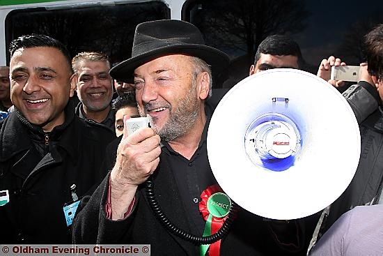 THE Respect Party’s George Galloway addresses the crowd in support of St Mary’s ward candidate Tariq Ullah