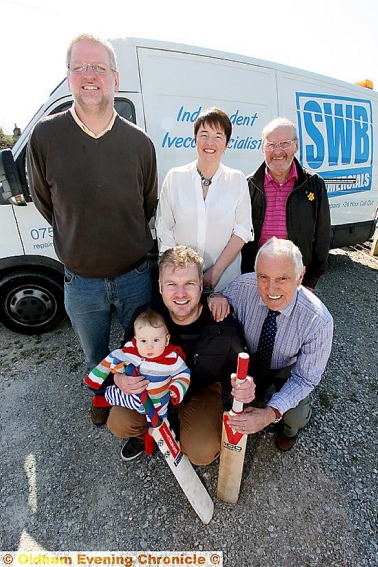 Steve is pictured front left with nine-month-old son Fraser and league secretary Trevor Harrison, plus league executive committee member David Chaloner (back row, left), Stayley secretary Lorraine Downend and Stayley chairman Cliff Thompson.