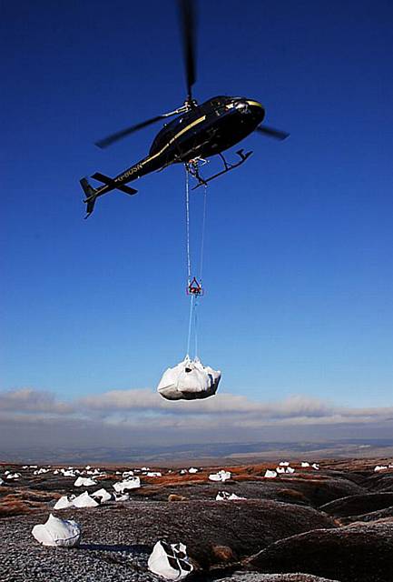 PEAT by helicopter - the best way to deliver the goods to the remote parts of the moor