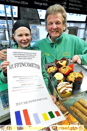 THE muffinometer never lies: head baker Grace Robinson with owner David Robinson . Picture: Darren Robinson
