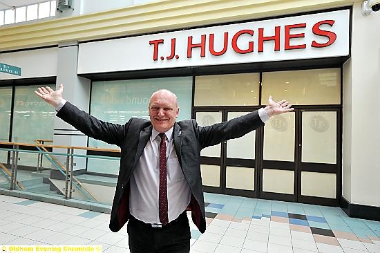 WELCOME back . . . Mike Flanagan outside TJ Hughes in the Spindles Town Square Shopping Centre