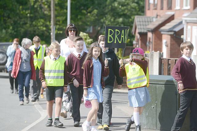 Pupils from St. Edward's School, Lees went on the march to campaign for safer streets for pedestrians and cyclists.