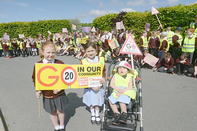 Pupils from St. Edward's School, Lees went on the march to campaign for safer streets for pedestrians and cyclists.