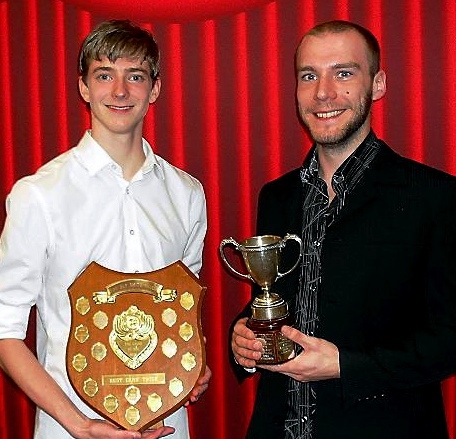 DYNAMIC duo . . . Saddleworth magicians Michael Bates (left) and Peter Cholewa scoop awards