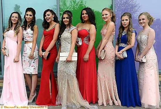 ALL dressed up and ready to party . . . the Newman College girls on prom night