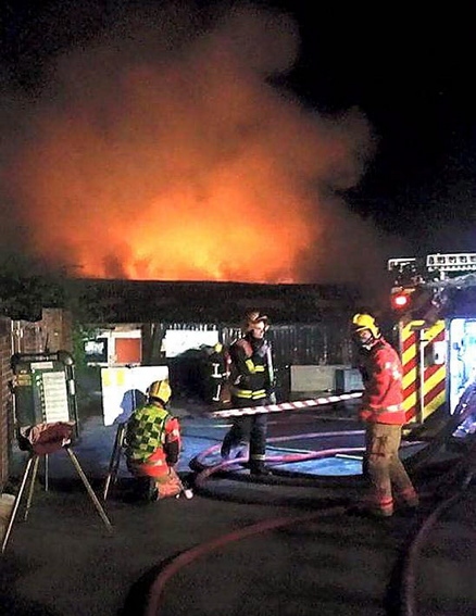 FIREFIGHTERS worked on the blaze in the early hours