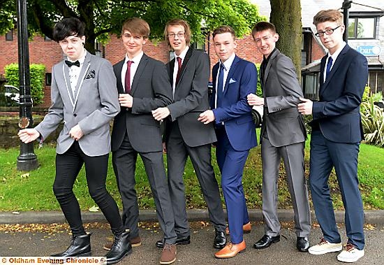 SUITED and booted: from left, Ryan Dunne, Josh Duncan, Marc Egerton, Joe Crozier, Connor White and Ole Chambers