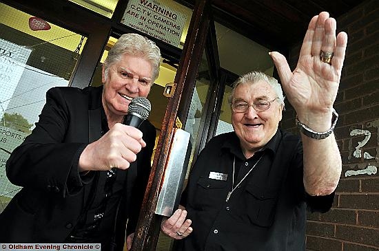 WAVING goodbye: compere Jimmy Semple (left) and doorman Frank Fitzpatrick