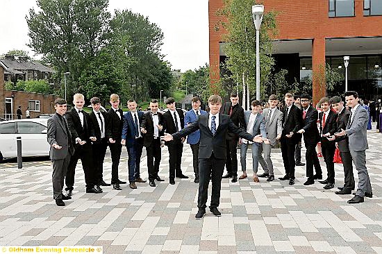 DAPPER: Waterhead Academy boys, with Thomas McQuay (front), put on the style.