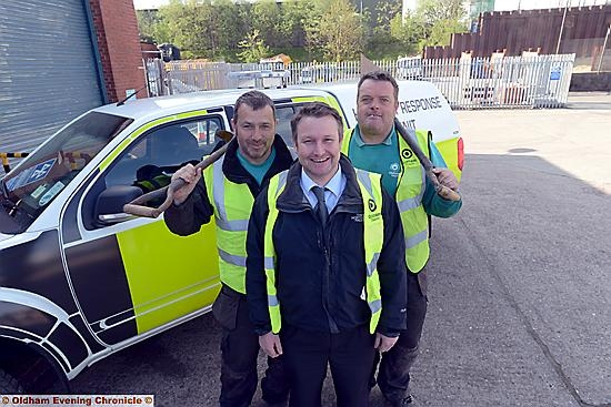 Pride in Oldham nominees Highways Operations, left to right, Carl McManus, Stephen Aikman (manager), Michael Bowes.