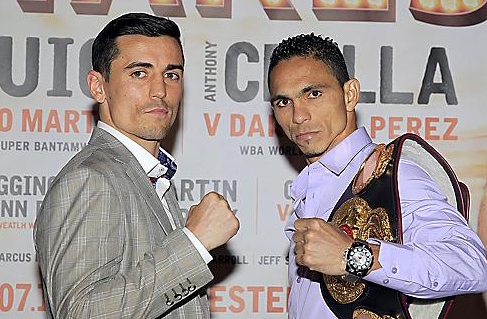 FIST TO FIST . . . Anthony Crolla (left) and
Darleys Perez are focused.