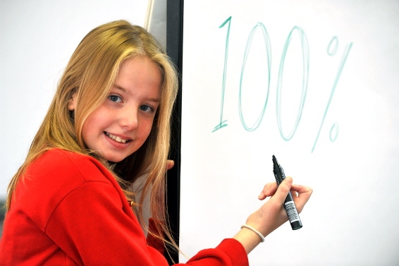PERFECTION: Ruby Holland celebrates her 100 per cent attendance. 
