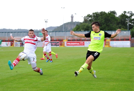 ATHLETIC’S Jack Truelove fires in a cross against Stirling Albion. 