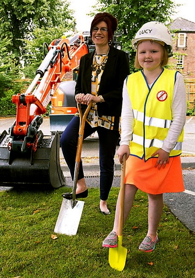 GROUNDBREAKING development . . . Andrea Seal and Lucy Thomas at the start of building work for the new proton beam centre at The Christie