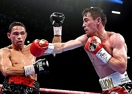 IT’S ON AGAIN . . . action from the first fight between Anthony Crolla (right) and Darleys Perez.