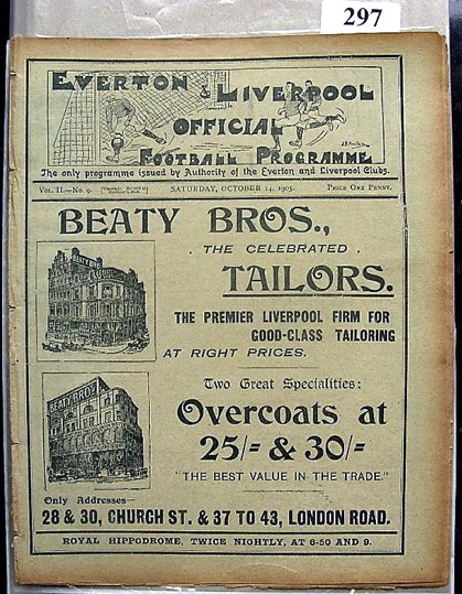 The 1905 Latics v Liverpool Reserves programme