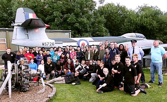 HAPPY landing . . .the group of air cadets from around the world enjoyed a flying visit to the UK, including spending time with Royton Air Training Corps