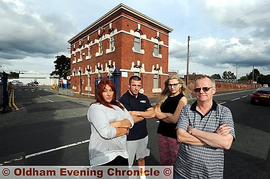 CONCERNED . . . Mersey Road North residents (from left) Samantha Bradshaw, Jamie Bradshaw, Casey Smith and Peter Cramer