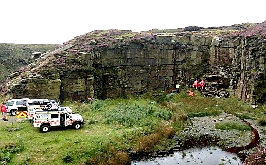 EMERGENCY services at the scene of yesterday’s incident high in the moors