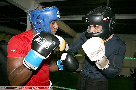 Pictured sparring with Marvin Greaves (left) is Remi Magnall.