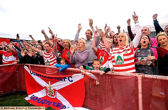 THE crowd celebrates Oldham’s win