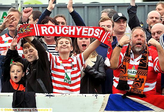 THE crowd celebrates Roughyeds promotion to the Championship. 