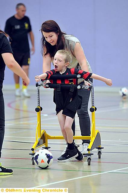 FITNESS fun . . . Dylan Bradley with his mum Michelle