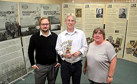 STEP back in time . . . (from left) apprentice project support officer Christopher Robinson, local studies officer Roger Ivens and Councillor Cath Ball