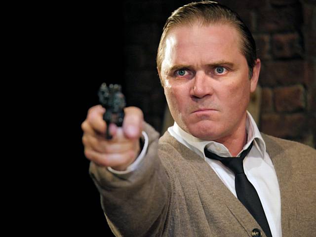 Alex Ferns as the bereaved playwright is fairly certain his actors will want to help him find out who killed his former leading lady...