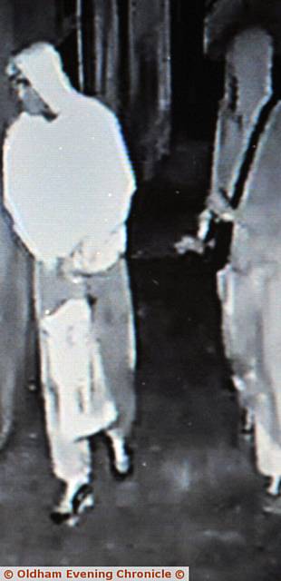 infra red CCTV image of the intruders - 
One World Oldham Centre at Unitarian Church
