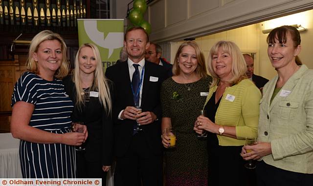 NETWORKING . . .  from left, Jenny O'Callaghan (Tandle Accountancy), Vicki Hindle (Ryder and Dutton), Peter Roberts (Oldham Sixth Form College), Bridget Batty (Limetree PR), Stephanie Doherty, and Helan Graham (Caremark)
