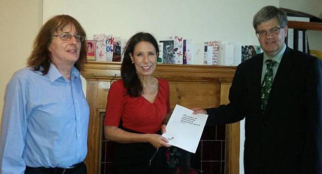 IAN Short (right) chief officer of the Oldham, Tameside and Glossop Local Pharmaceutical Committee, and local pharmacist, Mark Ashmore with Debbie Abrahams
