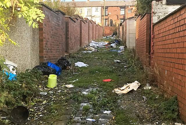 RUBBISH dumped in a Mansfield Road alleyway in Glodwick