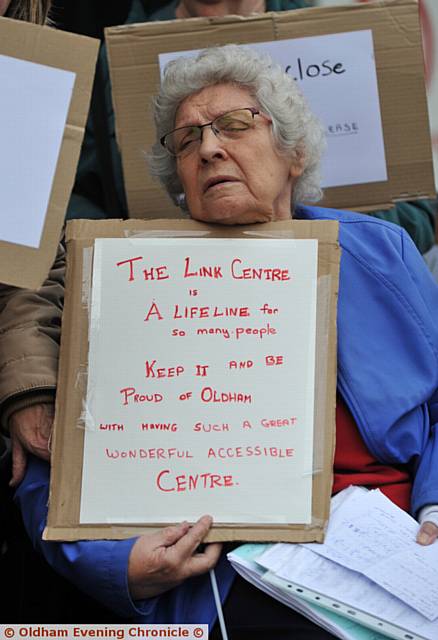 Protest by Link Centre users about its possible closure. PIC shows Myra Wyers.
