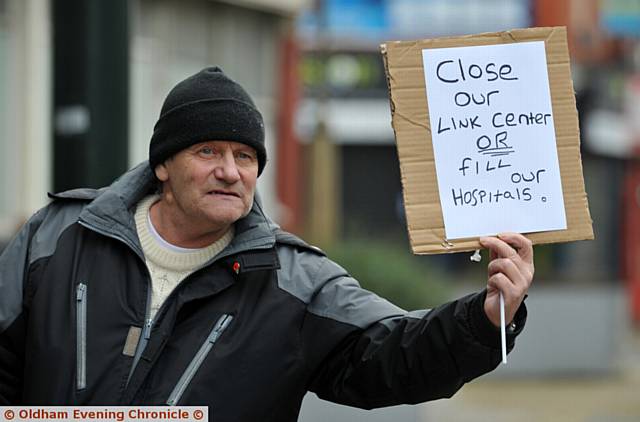 Protest by Link Centre users about its possible closure. PIC shows user Raymond Rudd.