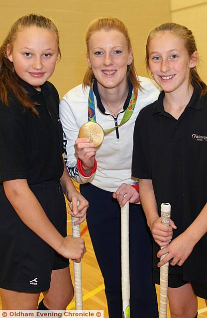 AN inspiration . . . Nicola with Abigail Starmer and Laura Maddock, both 12