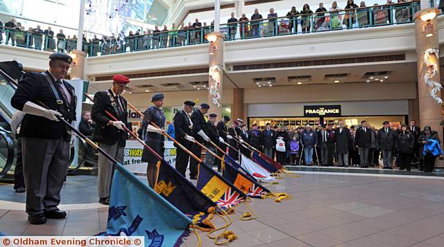 Armistice Day remembrance service in the Spindles and Town Square Shopping Centre.