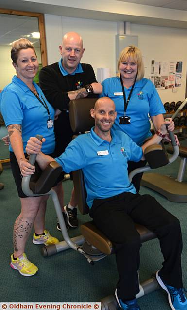 Pride in Oldham nominees, The Oldham Community Leisure Health and Physical Activity team. Back left to right, Jo Parry, Jason Brierley, Jackie Hanley. Seated, Paddy Wolstenholme. Not on photo, Stuart Cheetham.
