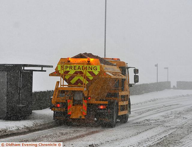 A GRITTER goes to work on Huddersfield Road, Scouthead