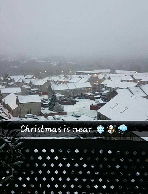 THE snowy scene in Lees village.   