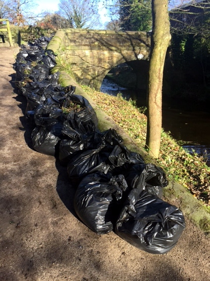 BAGS of rubbish collected by the clean-up volunteers from the stretch of the canal towpath
