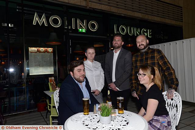 Opening of new Molino Lounge in the Odeon Cinema complex. Left to right, Peter Dinsdale, Rochelle Coram (general manager), Mike Butler (Loungers operations manager), Martin Gainard, Beth Hale.
