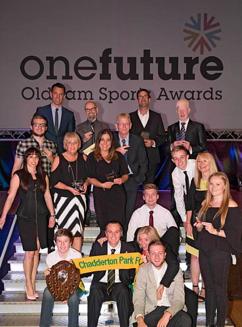 Oldham Sports Awards 2016 presentation evening at QE Hall, Oldham. PIC shows all winners and special guests