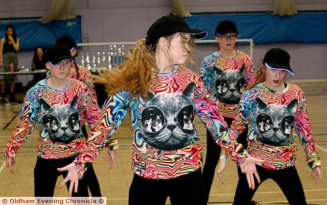 Oldham street dance champioship, held at the Oldham Academy North. Pic shows, dance team, Nameless, from Oldham. At the front is dancer, Courtney Rogers, aged 16.