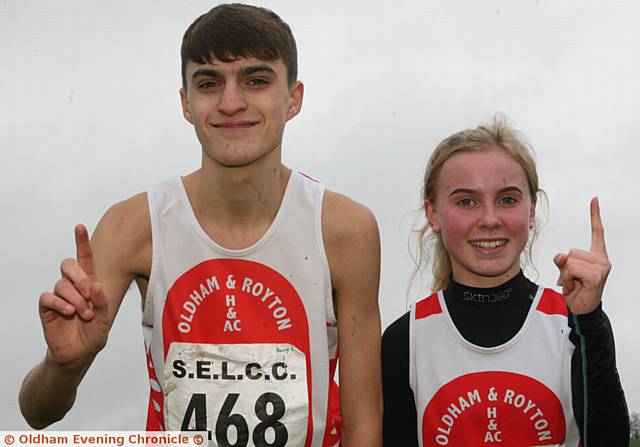 WINNERS: Harriers duo Harrison Collier and Sophie Andrews.