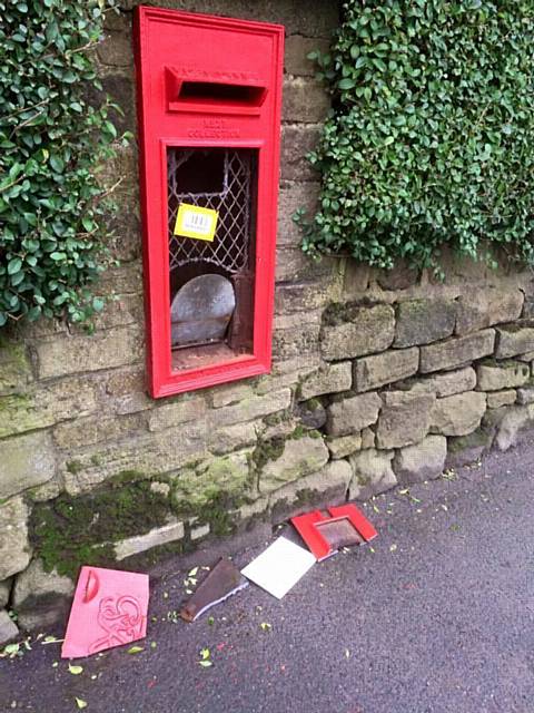 ONE of Greenfield's letter boxes was damaged and Christmas cards stolen. 
