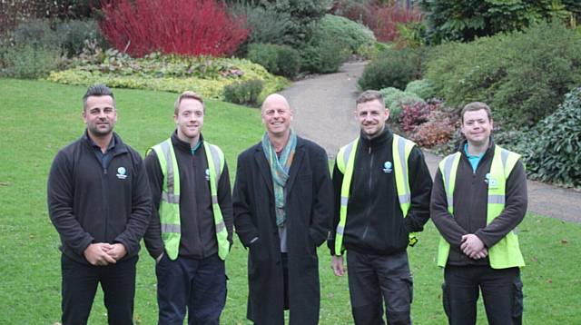 GARDENERS' World presenter Joe Swift (centre) with former apprentices Paul Byrne, Chris Woods, Michael Shaw and Andy Marsland
