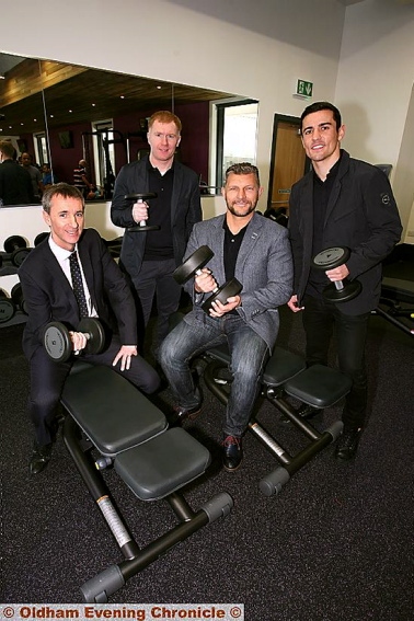 IN the gym . . . Nigel Harrison, chair of Oldham Community Leisure, Paul Scholes, Ex Leeds Rhinos and GB Barrie McDermott and Anthony Crolla