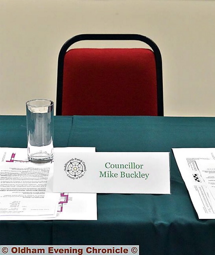 EMPTY chair: Councillor Buckley’s fellow council members continued in his absence to vote him off their committees
