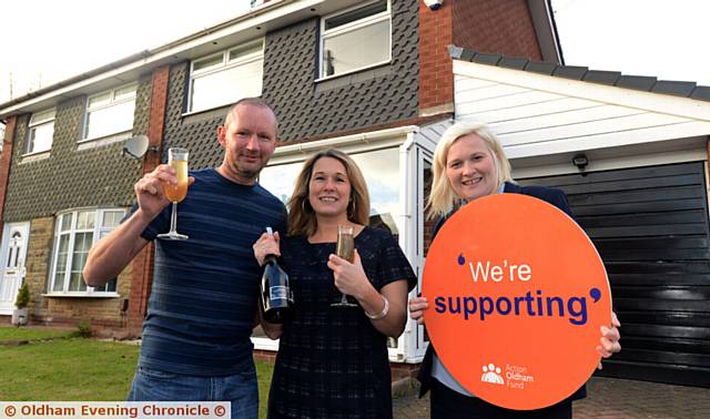 Pearson Solicitors making donations to a local charity for every property they deal with within the OL postcode boundary. Pic shows client Richard Morgan of Sandringham Way, Royton with Clare Taylor (Action Together), centre and Victoria Marshall (Pearson property solicitor), right.